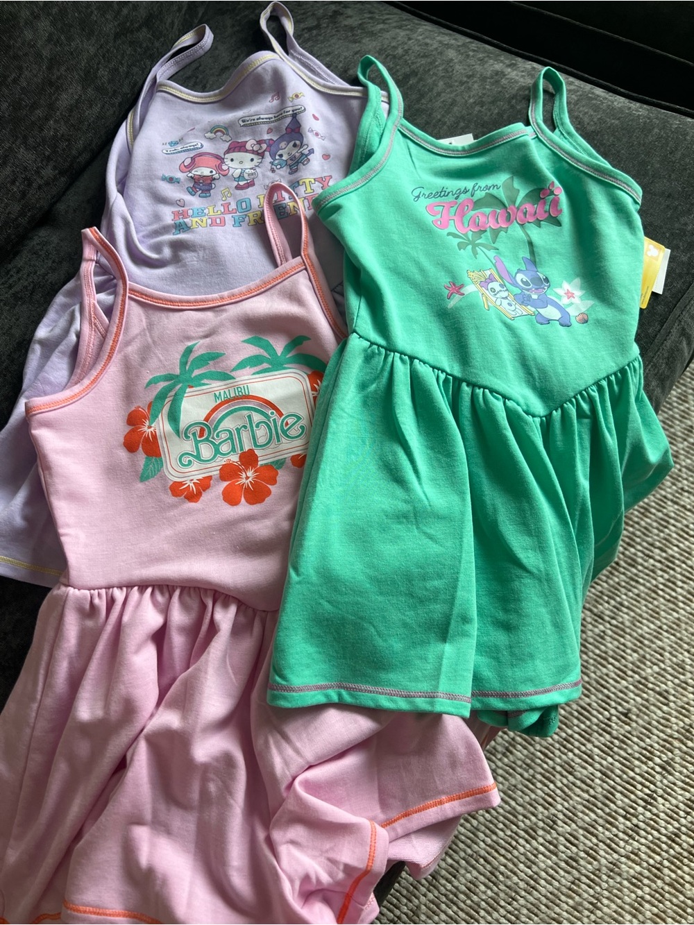 Barbie* Hello Kitty *Stitch Romper Bundle size 6-7 NWT $20